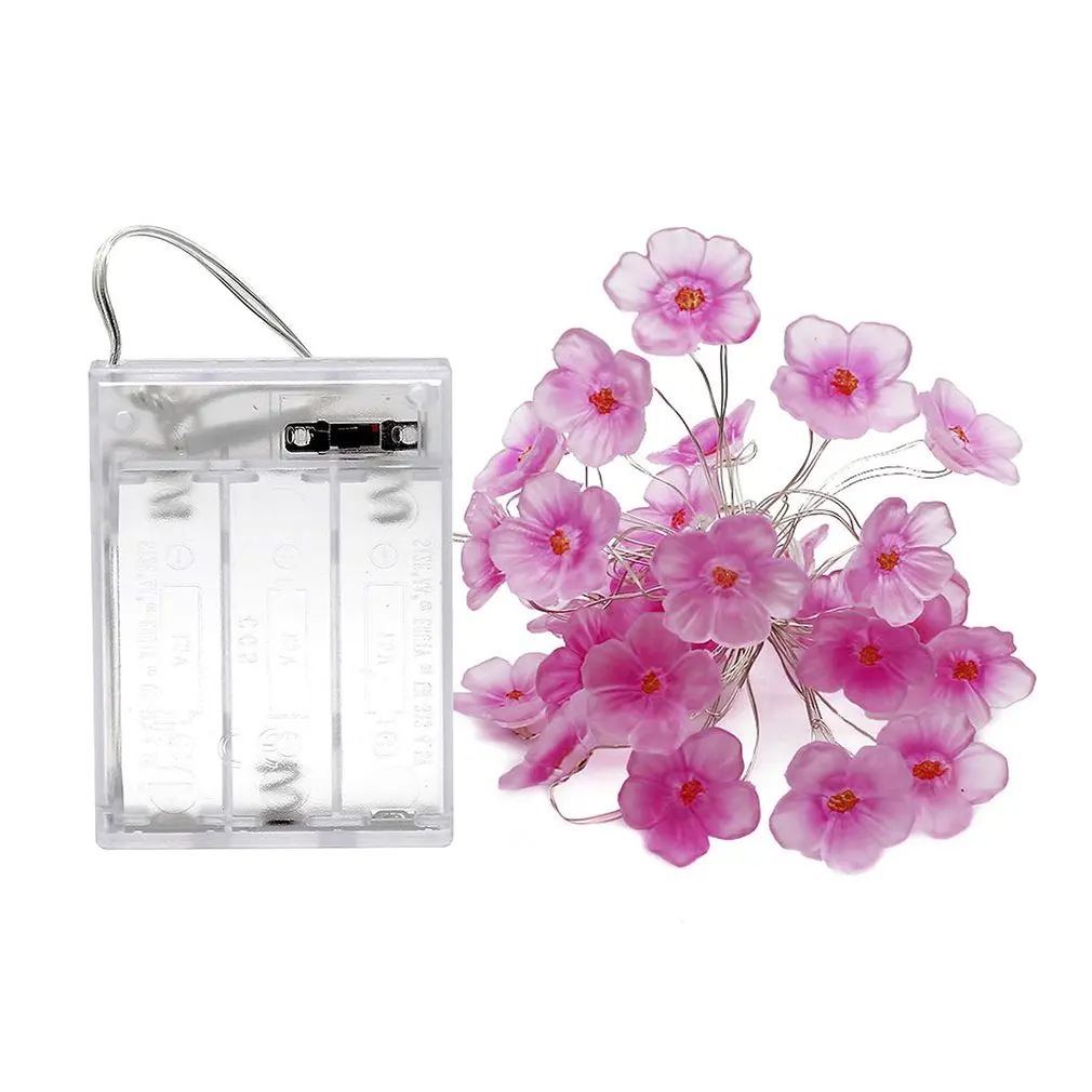 

Гирлянда из 20 светодиодных листьев персика с бронзовой линией, коробка для батарей, праздничная декоративная цветная гирлянда с лепестками, Декоративная гирлянда из меди и шелка