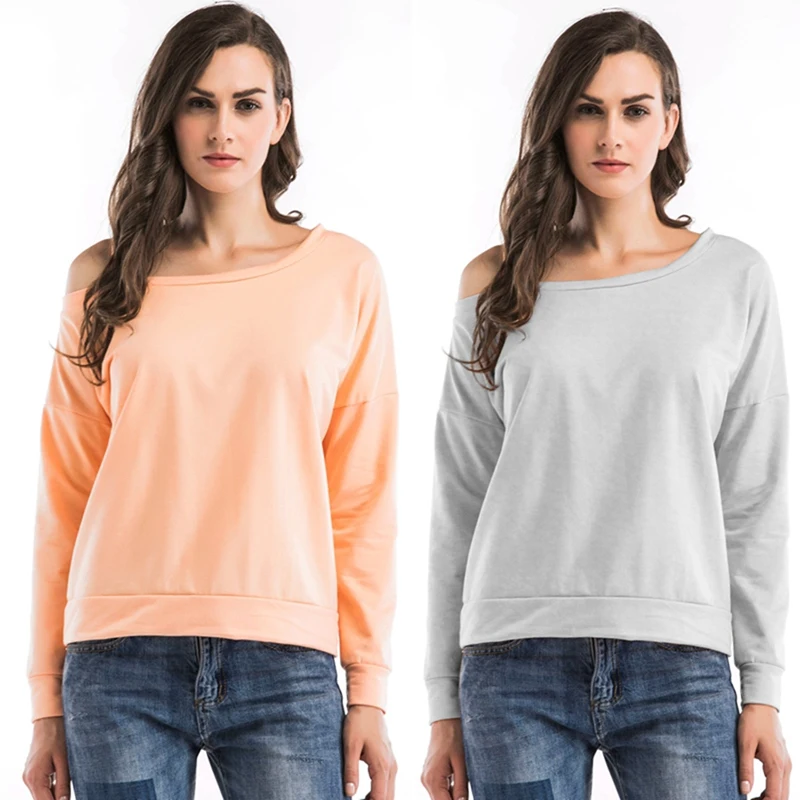 

Для женщин пикантные однотонные Для женщин с открытыми плечами футболка с длинным рукавом, женские футболки, рубашка, топы