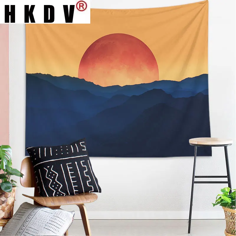 

HKDV Japan Fujiyama Sunset Tapestry Wall Hanging Covering Rug Background Cloth Beach Mat Blanket Art Bedroom Dorm Home Decor