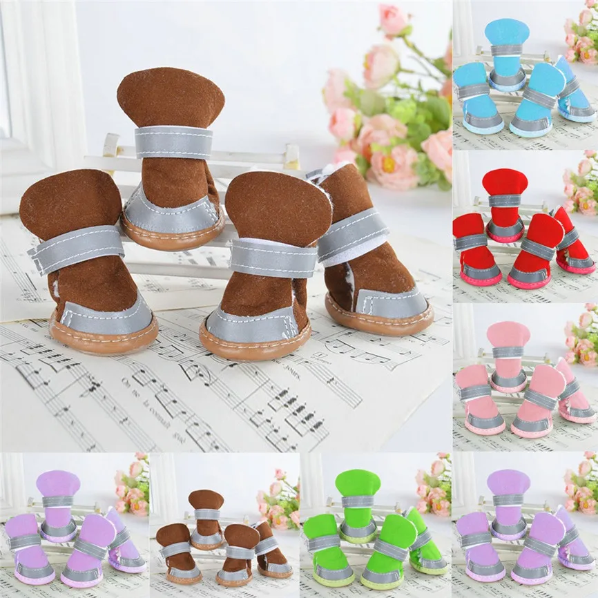 Pet обувь зимние супер теплые 4 шт./компл. собака ботинки для девочек хлопковые