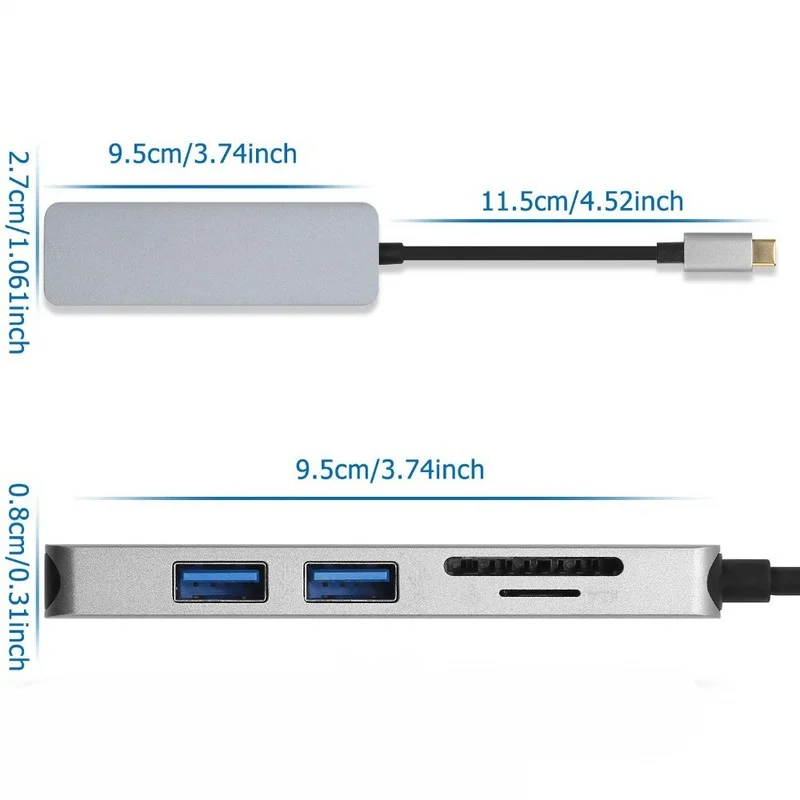 Thunderbolt 3 Hub Usbc Dock USB Type C To HDMI USB3.0 Cable TF SD Card 5IN1 Adapter Splitter for Macbook Pro 2017 Dell XPS 13 | Компьютеры