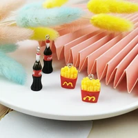 ApeUr 10Pcs Cute Resin Smiley French Fries Bottle Charms Patch Diy Mobile Phone Case Simulation Food Pendant Hair Accessories