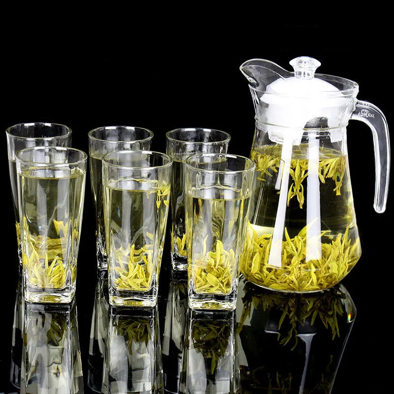 

Glass Water Seven-piece Suit Household Large Capacity Glass Cold Water Resistant Teapot Juice Beer Jug Cup Glass Cups Insulated