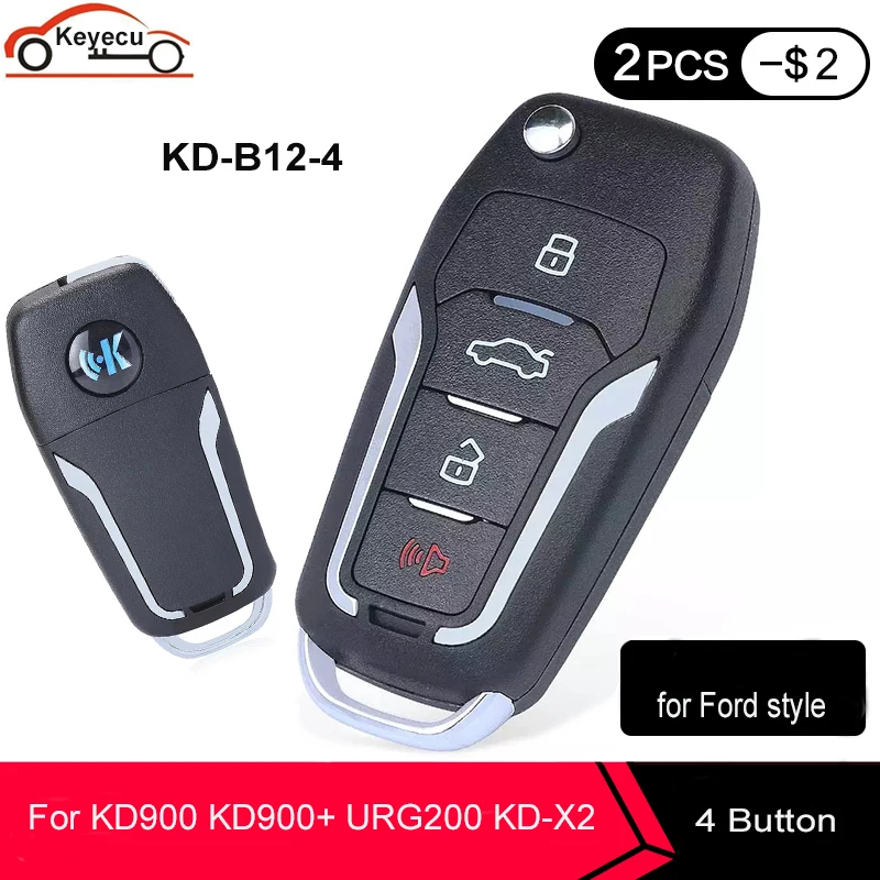 

KEYECU 5 Pcs/ Lot, KEYDIY B Series B12-4 Universal KD Remote Control 4 Button for KD900 KD900+ URG200 KD-X2 Mini for Ford Style