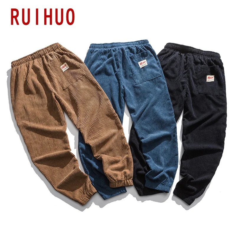 Новинка 2022 вельветовые шаровары RUIHUO мужские брюки повседневные джоггеры