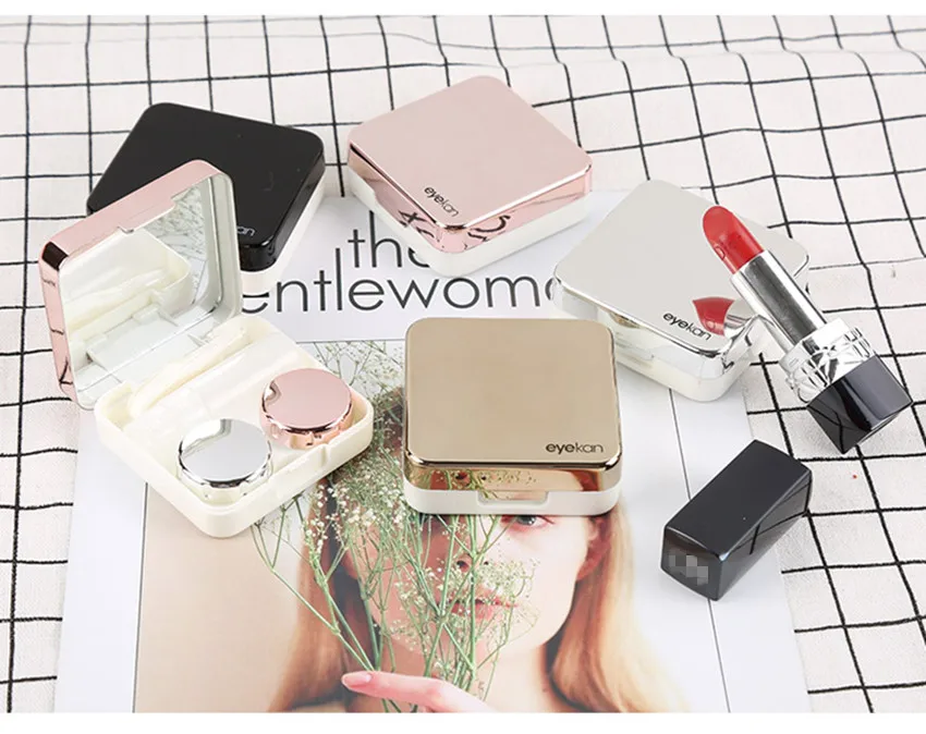 2020 цветной чехол для контактных линз с зеркалом женщин цветная коробка контейнер