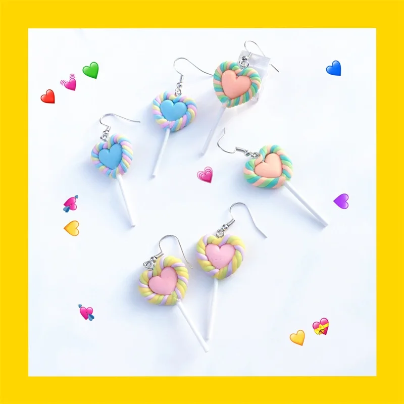 1 пара Мода для творчества из пластика Конфеты леденец bff дружба Висячие серьги
