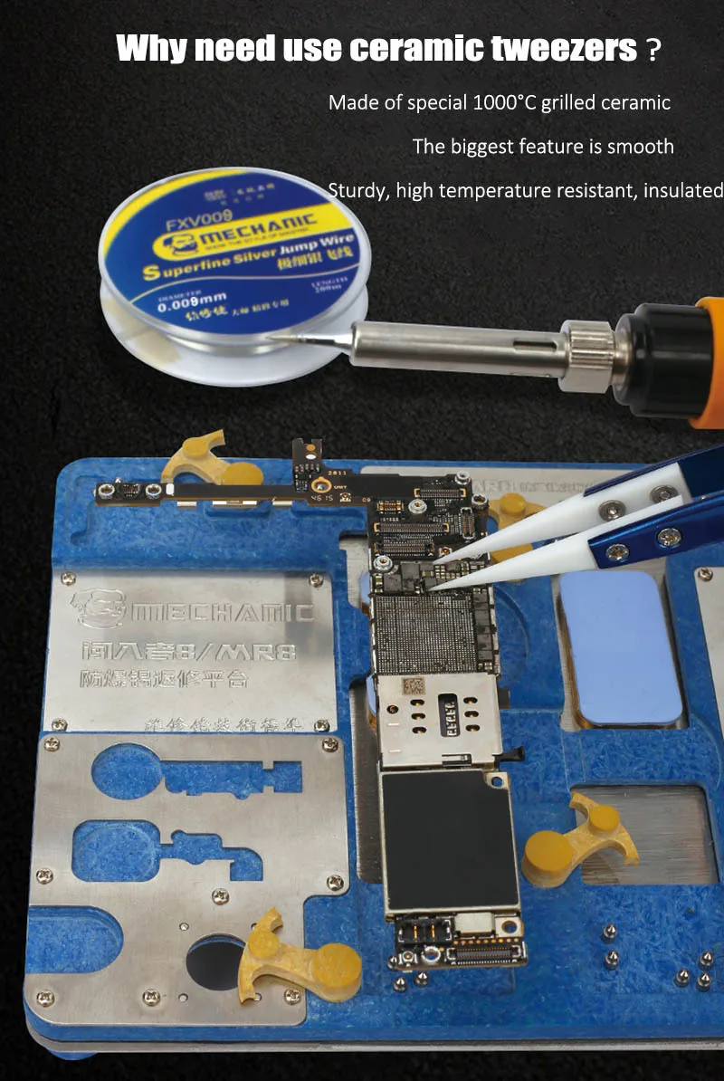 New Ceramic Mechanic High Precision Insulation Temperature Tweezers Special For Phone Mainboard Fying Line Repair Tool | Инструменты