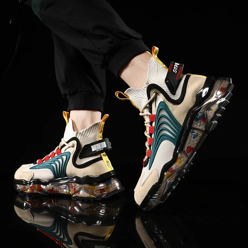 

Men's summer leisure walking and running sneakers fashion elastic comfortable mesh breathable non-slip vulcanized shoes