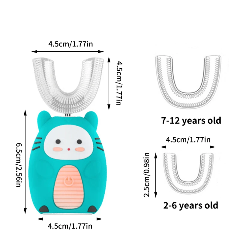 

Electric Toothbrush for Kids Smart 360 Degrees Cartoon Silicone U-shaped Automatic Ultrasonic Teeth Tooth Brush for Child