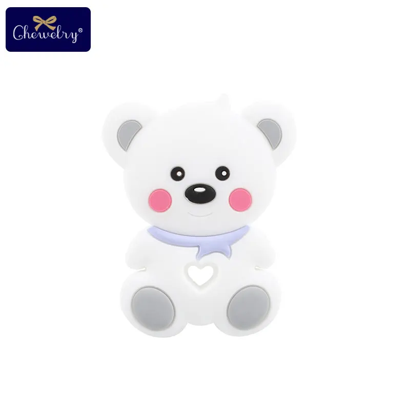 White 1 шт. BPA бесплатно Teddy Bear зубной прорезыватель для малышей силиконовый мультфильм животных грызунов Прорезыватель для зубов для младенцев Ожерелье Подвеска для детей игрушки - Цвет: White