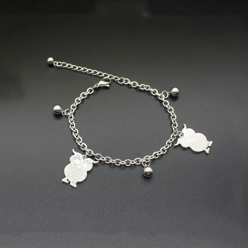 

Stainless Steel Animal Owl Chain Bracelets Women Charm Adjustable Bracelets Bangle Wedding Valentine's Day Gift