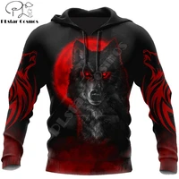 beautiful the red moon wolf 3d all over printed men hoodie autumn unisex sweatshirt zip pullover casual streetwear kj462