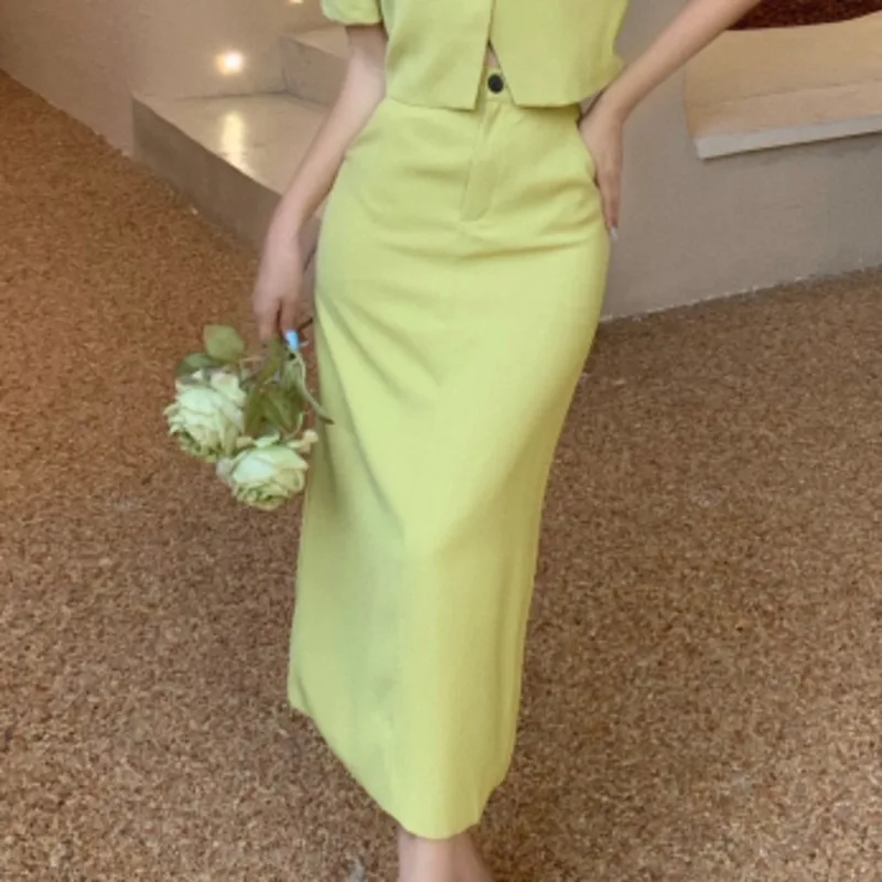 

Vintage Office Ladies Skirts Suits Short Jacket + High Waist Skirt + Lace Vest Three Piece Sets Women 2021 Summer Ensemble Femme