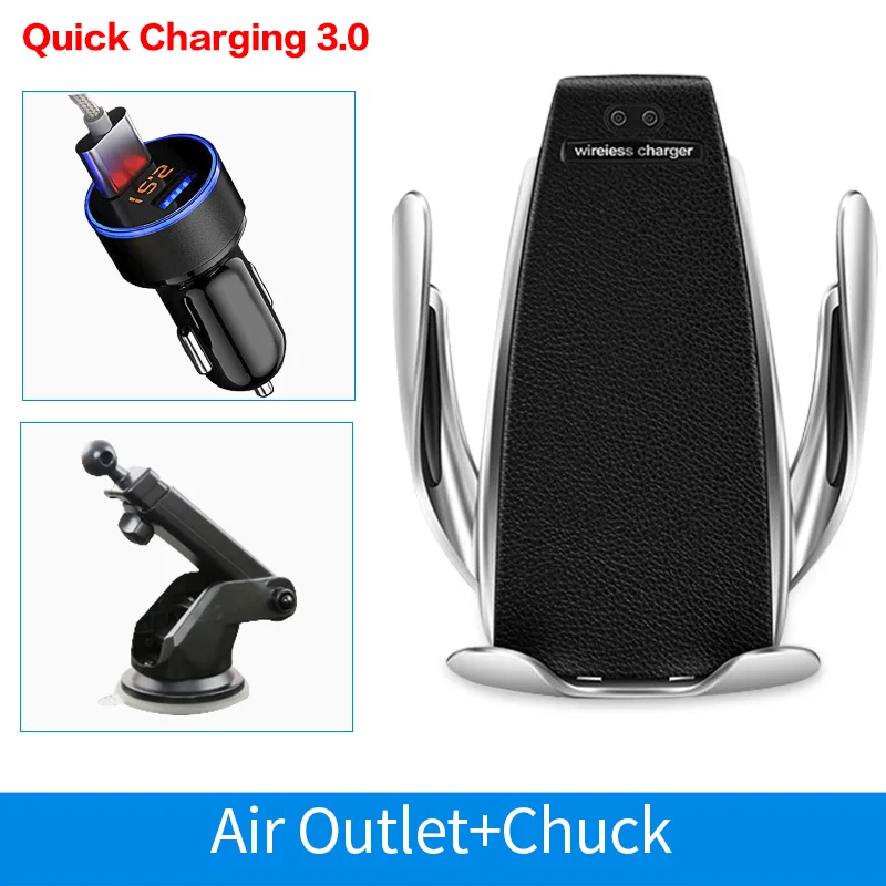 Air Qutlet Chuck 360 Вращение быстрая Беспроводная зарядка Автомобильный держатель для телефона Qi автомобильное беспроводное зарядное устройство для iPhone Xs Max XR X samsung Xiaomi Универсальный - Цвет: Air Qutlet Chuck