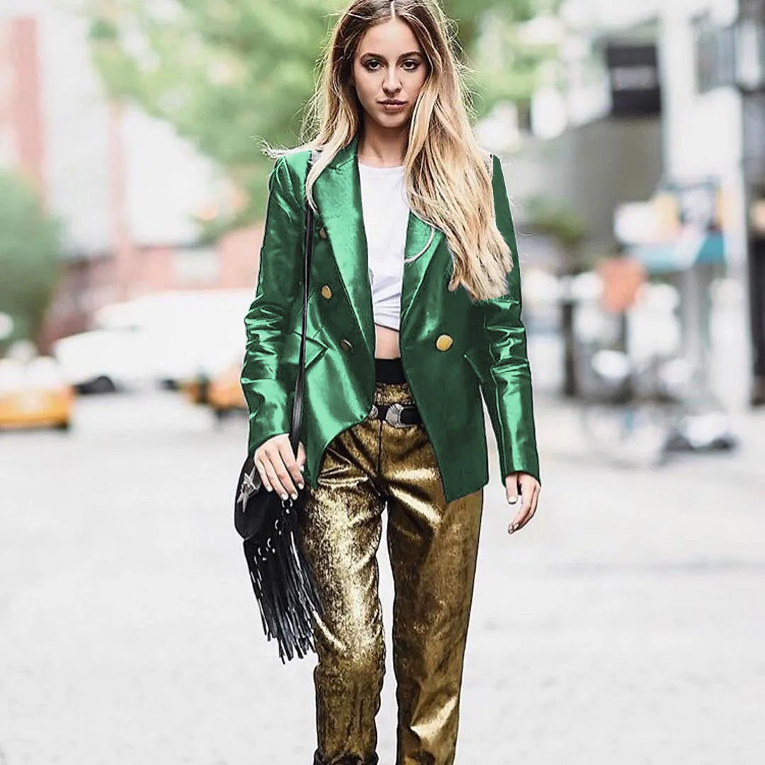 Женский блейзер Vadim однотонный из искусственной кожи Осень-зима 2019 | Женская