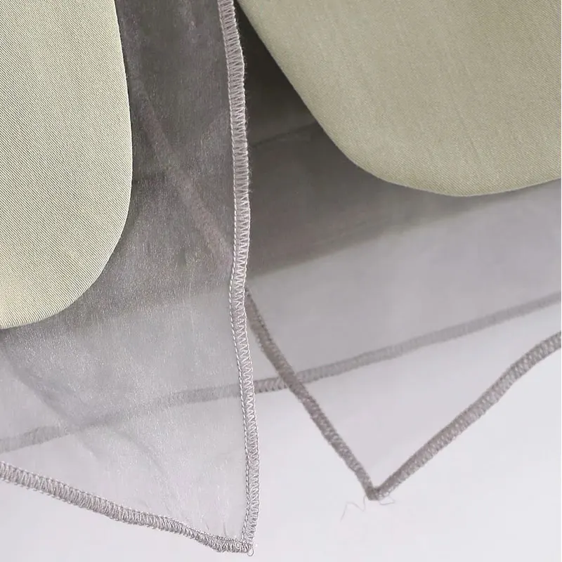 

Za 2021New Fashion Summer Women's Office Long sleeve Net Yarn Splicing Blazers Vintage Solid color Coat Female Outerwear Tops