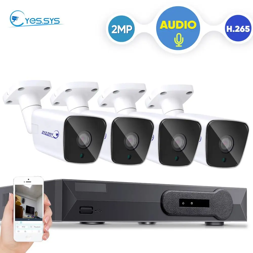 Eyes.sys Россия в наличии 4 шт. HD IR AUDIO 2.0MP 1920*1080P камера 4CH 5.0MP HDMI NVR система