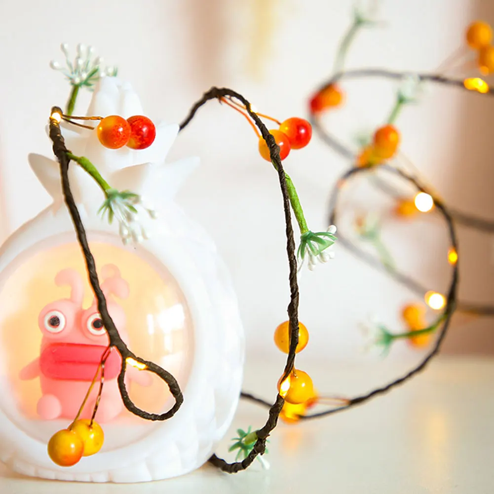 

LED Artificial Flower Night Lights Decorations Fruit Vine Fairy Decorative Battery Powered For Christmas Wedding Birthday Party