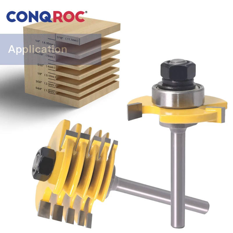 

6mm Shank Slot Cutter Router Bit 6 Cutters Adjustable Rabbet Woodworking Milling Cutter