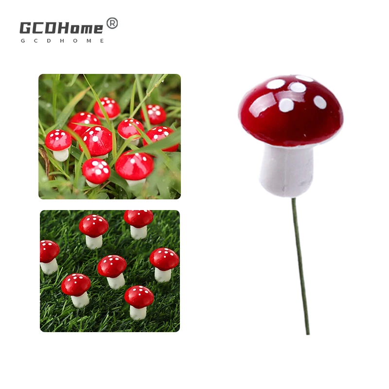

GCDHome Mini Mushroom Miniatures Artificial Fairy Garden Moss Resin Decoration Home Art Set 2cm Multicolor Garden Decoration