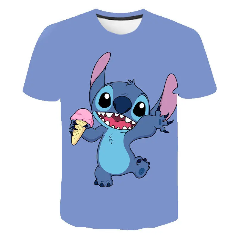 

New Summer 3d Printed Men's T-shirt Anime Stitch Casual Kids Cool Fashion Short Sleeve Boys Girls Kids Funny Cartoon Tops