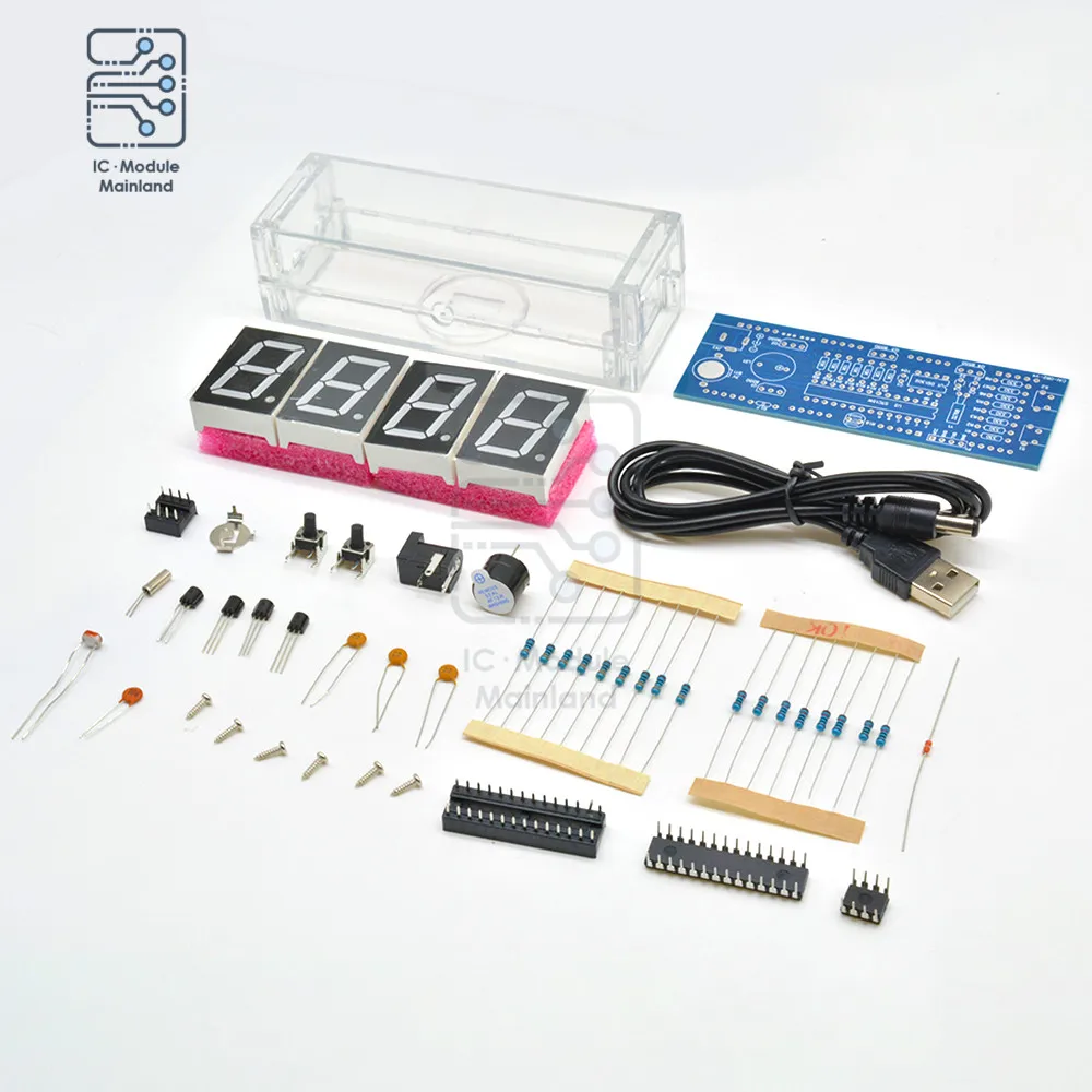 LED Digital Electronic Temperature Clock DIY Kit Electronic Clock LED Digital Clock Time Light Control Temperature Thermometer