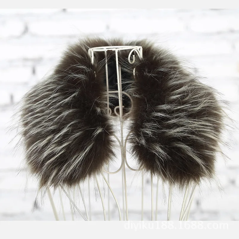 Женский шарф из искусственной кожи и меха с воротником енота теплая шаль