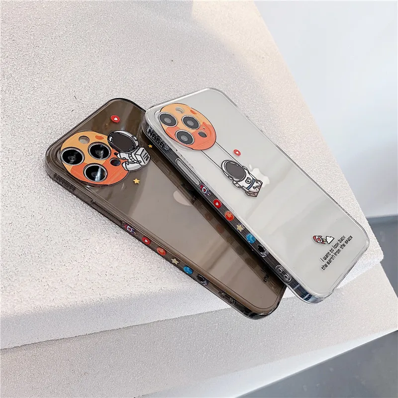 

Side Transparent TPU Apple 12 Mobile Phone Case X Suitable for IPhone 11 12pro Max Cartoon 7 8plus Creative Xr Drop Protection