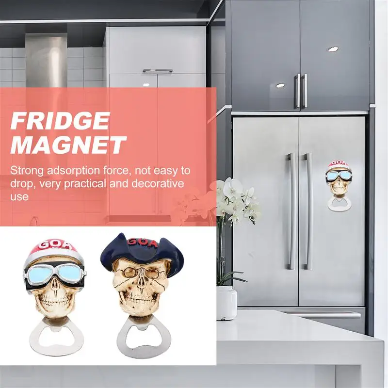 

2PCS Fridge Magnet Sticker 3D Design Skeleton Pattern Multipurpose Bottle Opener