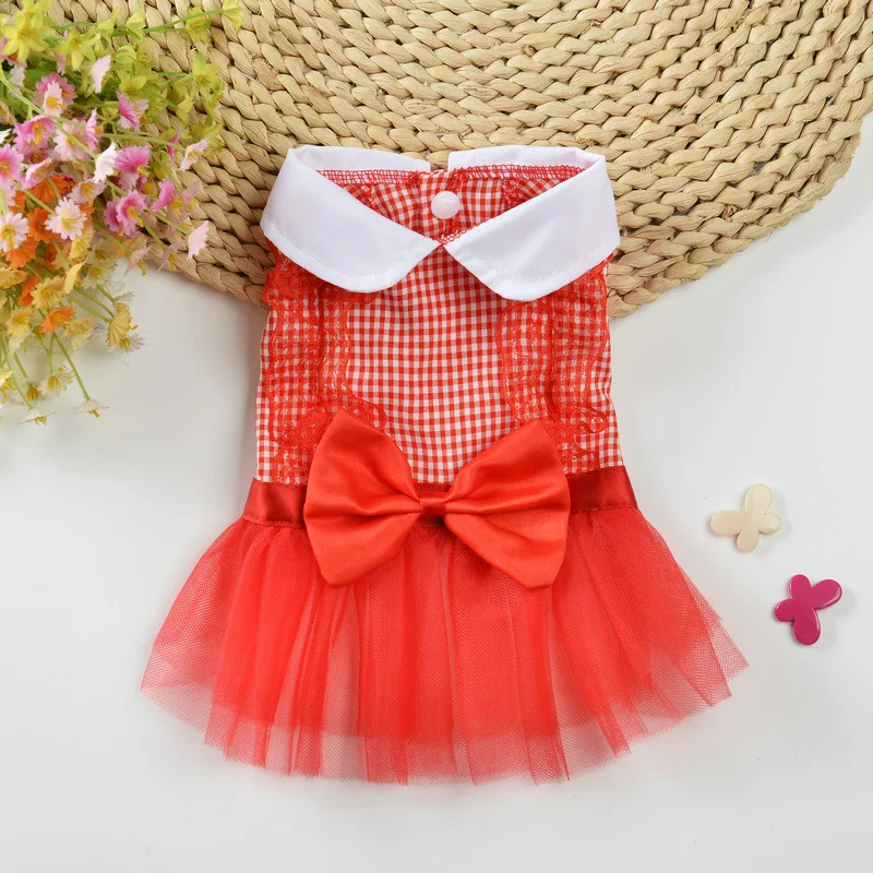 Pet Dog Dress Plaid Lovely Cat Skirts Clothing Spring And Summer Clothes For Small Medium Large Dogs Products | Дом и сад