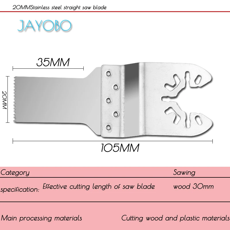 

JAYOBO 20MM Abierto Accesorios universales de acero inoxidable multifuncin de recorte hoja de sierra oscilante herramientas