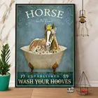 Жестяной знак для ванной комнаты, мытье лап с лошадью и мылом, металлический постер, художественный декор, настенные тарелки для дома, паба, бара