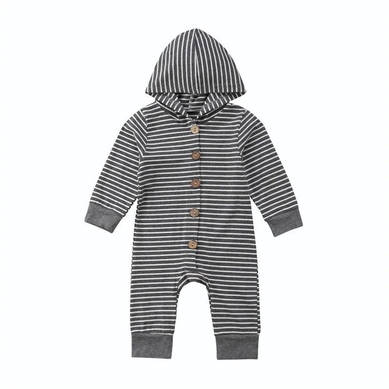 

Baby Boy Fashion Striped Long Sleeve Hooded Romper 0-24M Newborn Infant Toddler Spring Autumn Casual Cotton Jumpsuit Outfit