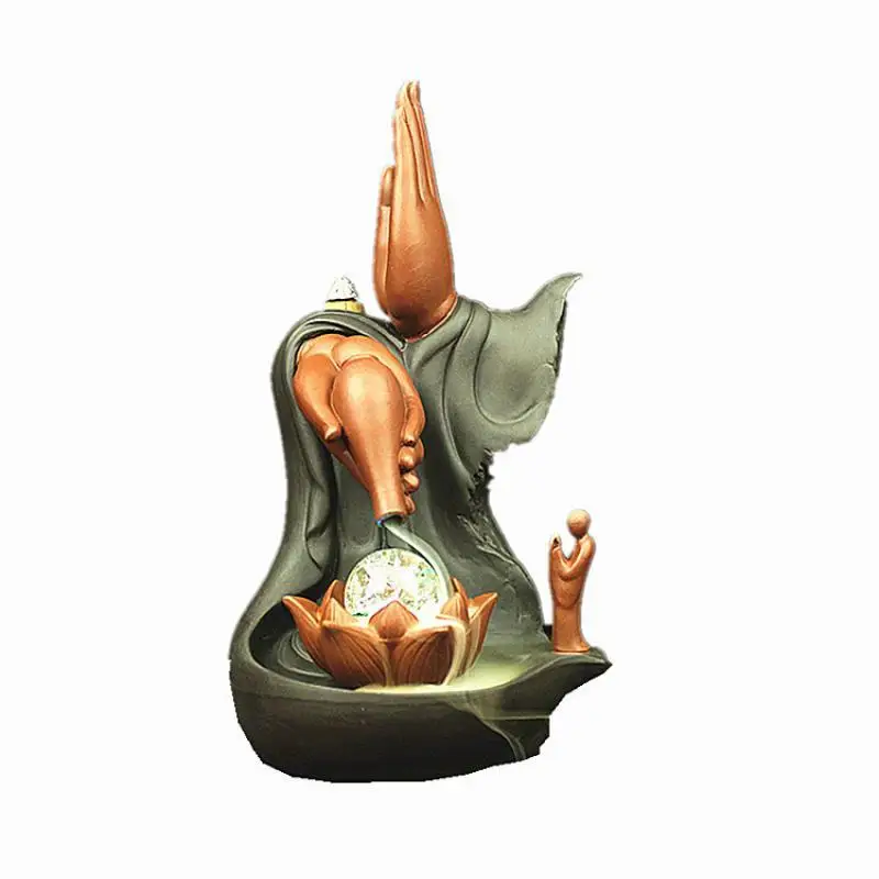 

Buddha Hand Smoke Waterfall Backflow Incense Burner Smoke Waterfall Incense Sticks Holder 20 Pc Cones Purple Sand Ceramic Censer