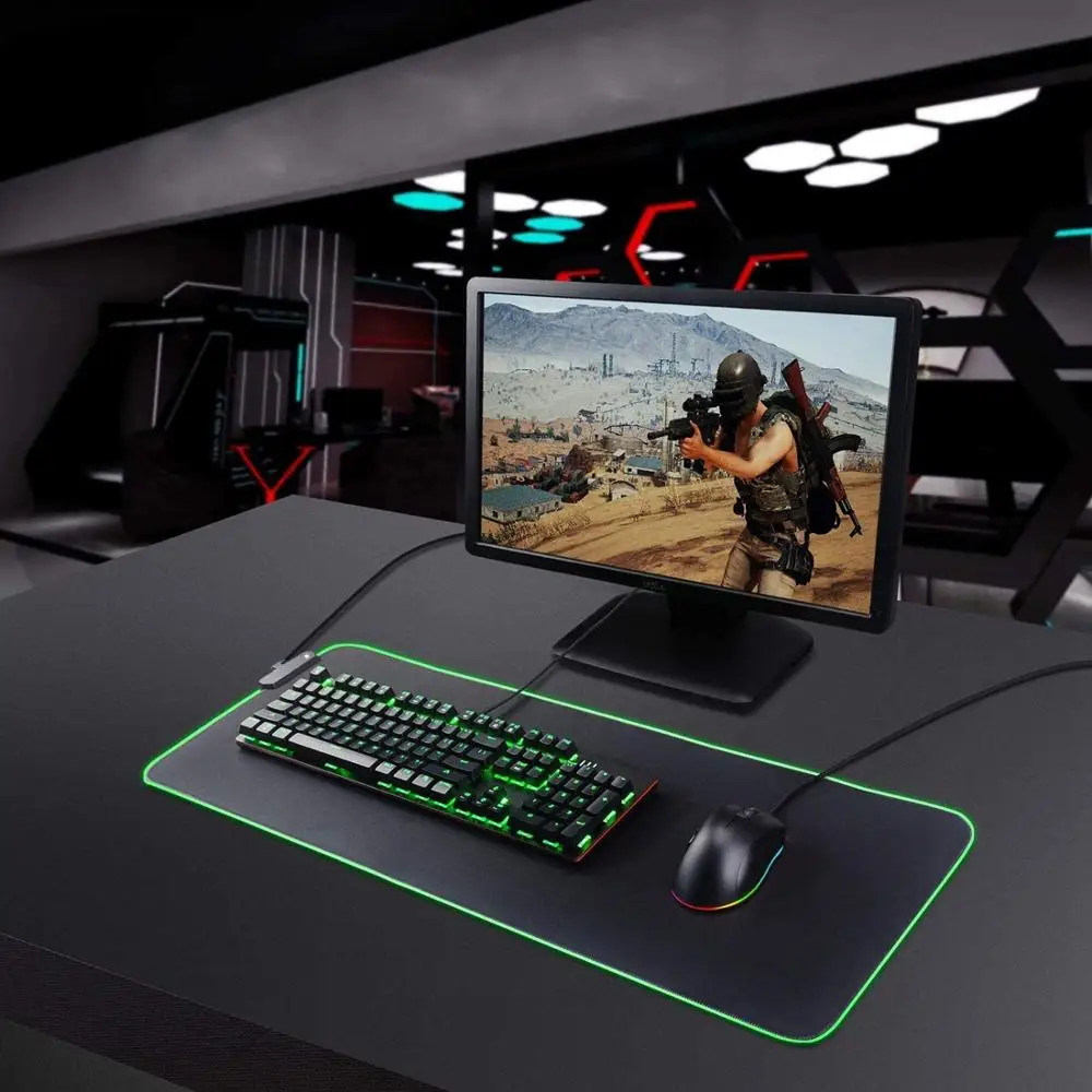 XXL RGB большой коврик для мыши светодиодный игровой со светодиодной подсветкой
