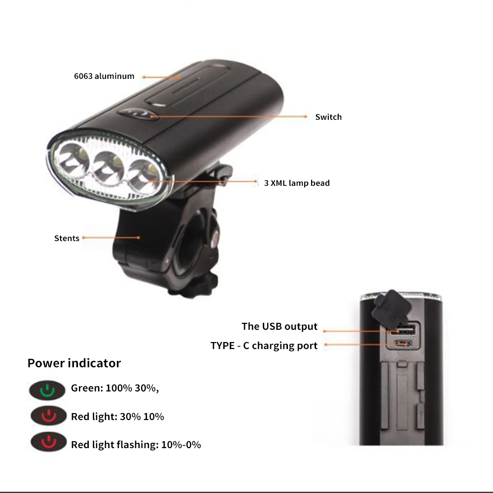 

Bike Light Rainproof USB Rechargeable LED 4000mAh MTB Front Lamp Headlight Aluminum Ultralight Flashlight Bicycle Light