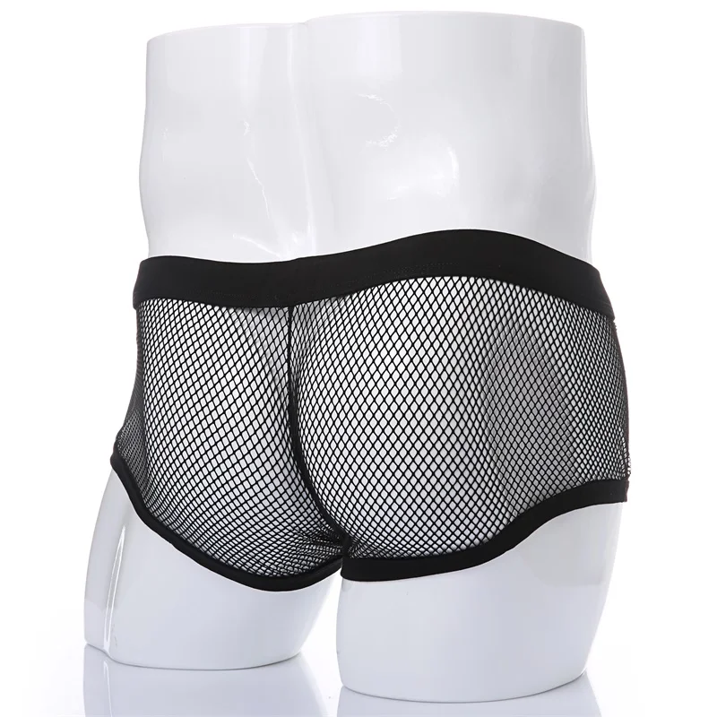 

CLEVER-MENMODE Sexy Underwear Men Mesh Boxer Transparent Sleepwear Trunks cueca homem Male Underpants Net Boxers Shorts