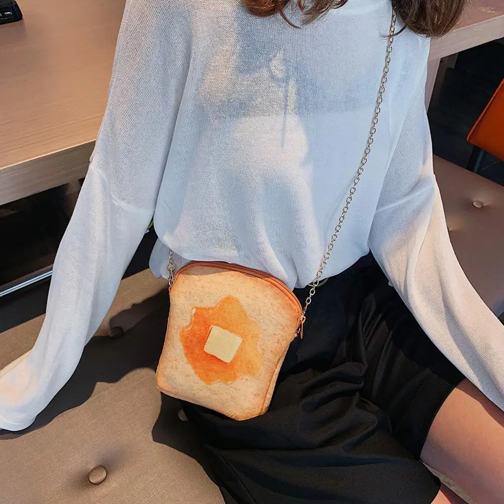 Милый Тост Хлеб Форма яйцо клубника узор сумка через плечо французский тост хлеб