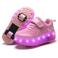 roller skate shoes for kids boys girls led lighted wheels sneakers children glowing roller sneakers shoes with double wheels