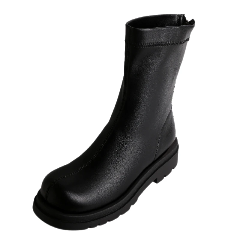 

Зимняя женская обувь с круглым носком на толстом каблуке на молнии черные ботинки на толстой подошве мягкие удобные женские ботинки мартин...