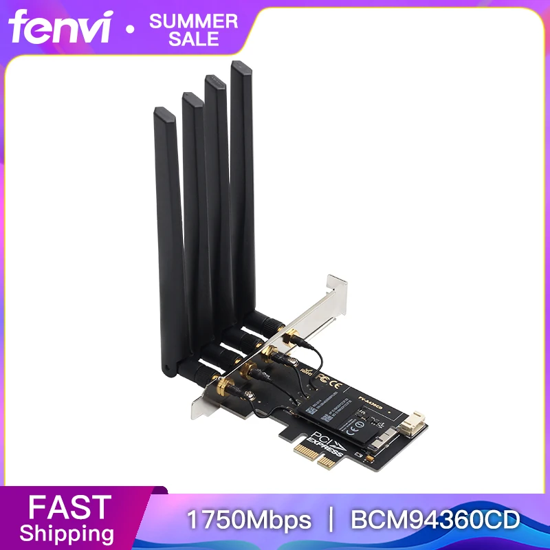 

Dual band 1750Mbps 802.11ac Bcm4360 WiFi + Bluetooth BT 4.0 BCM94360CD PCIE Wireless Adapter MacOS Hackintosh AirPort Dekstop PC
