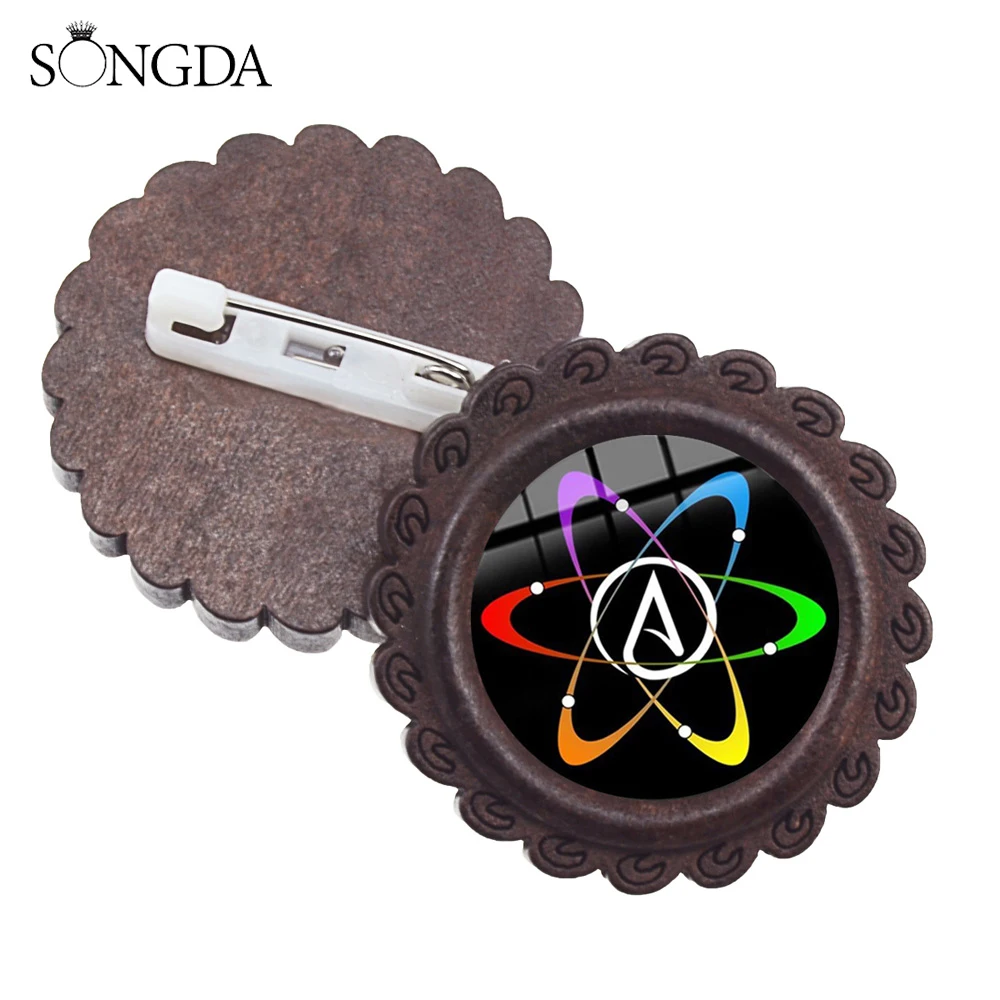 Атеизм движение • круглая брошь на застежке атеист Символ атома материализм