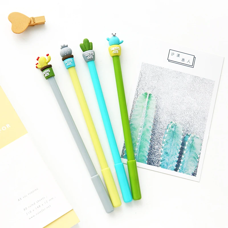 Ручка гелевая С КАКТУСОМ 0 5 мм 4 шт.|cactus gel pen|gel pengel pen green |