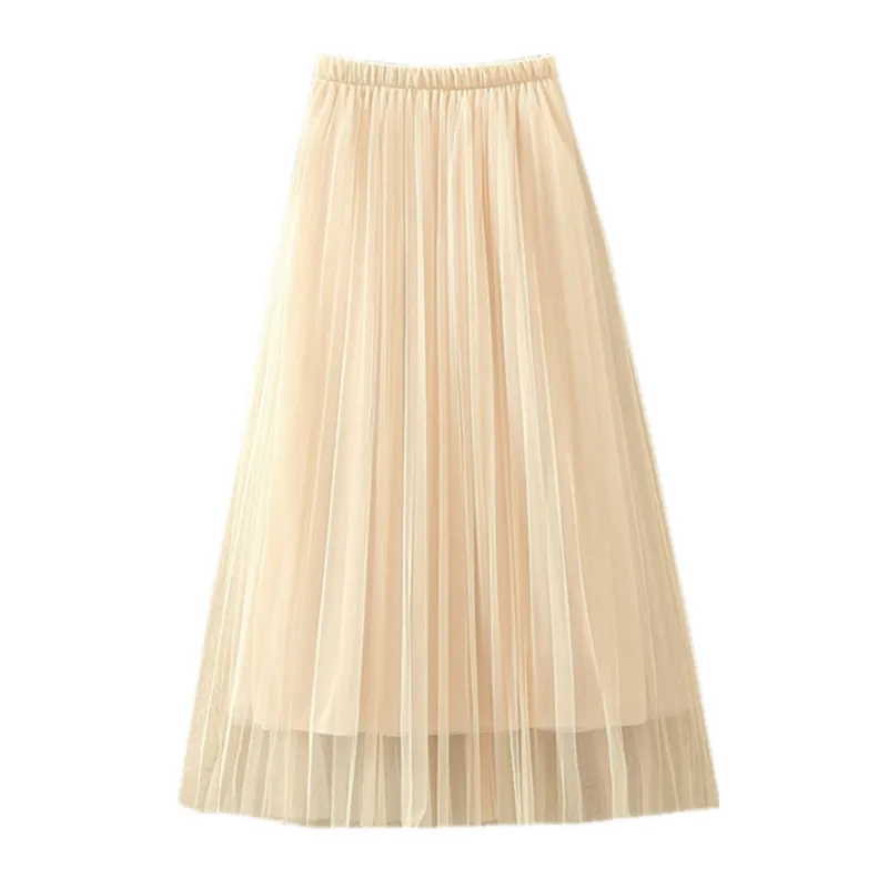 

skirts female joker of new fund of 2019 autumn winters is the fairy long pleated skirt son show thin elastic waist veil