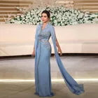 Светильник-голубое марокканское вечернее платье-трапеция в пол летнее платье с аппликацией для особых случаев выпускное платье на заказ
