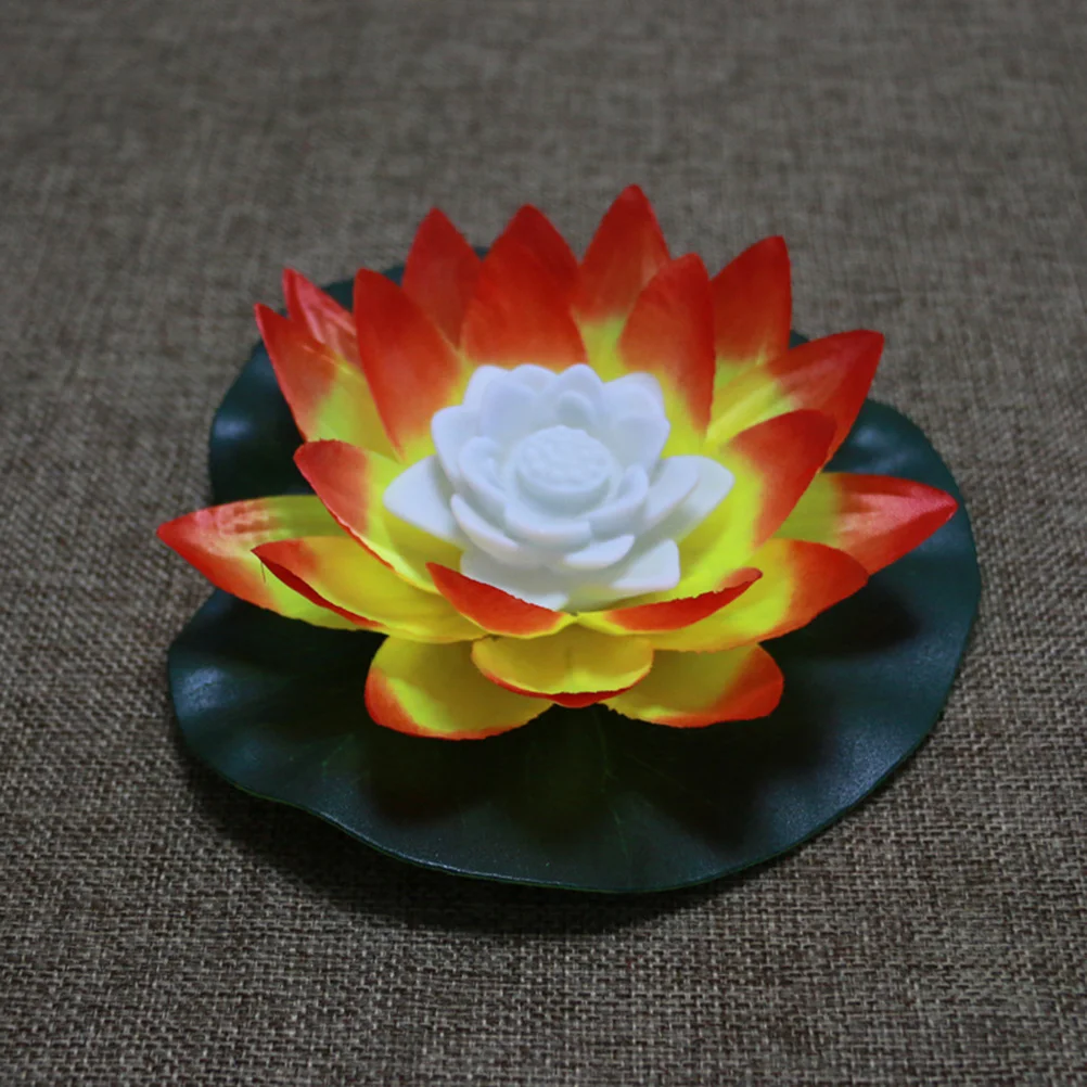 

LED Wishing Light Romantic Lotus Water Lamp Flower Pool Light Colorful Water Candle Lamp for Wedding Party Festival (Orange)