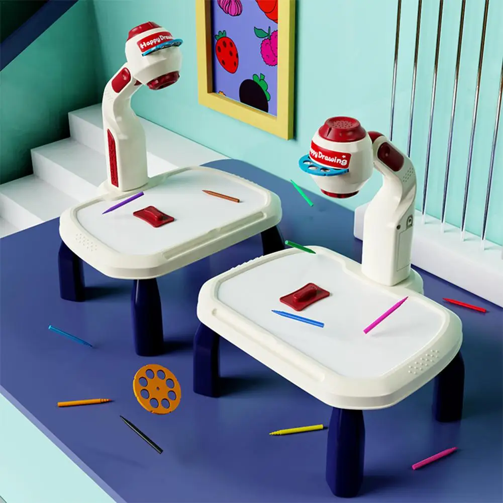 

Children Led Projector Art Drawing Table Toys Kids Painting Board Desk Arts Crafts Educational Learning Paint Tools Toy For Girl
