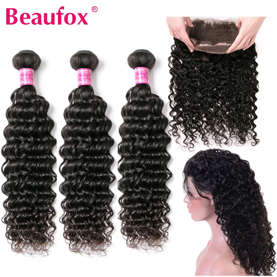 Beaufox бразильские волнистые пряди с 360 фронтальным кружевом Remy человеческие