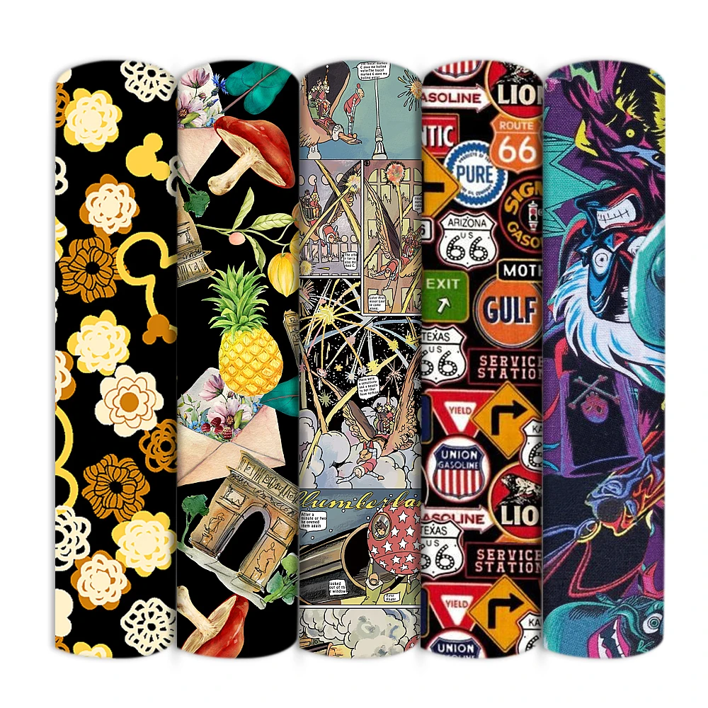 Полиэфирный хлопок/чистый хлопок мультяшная ткань с принтом ананасов